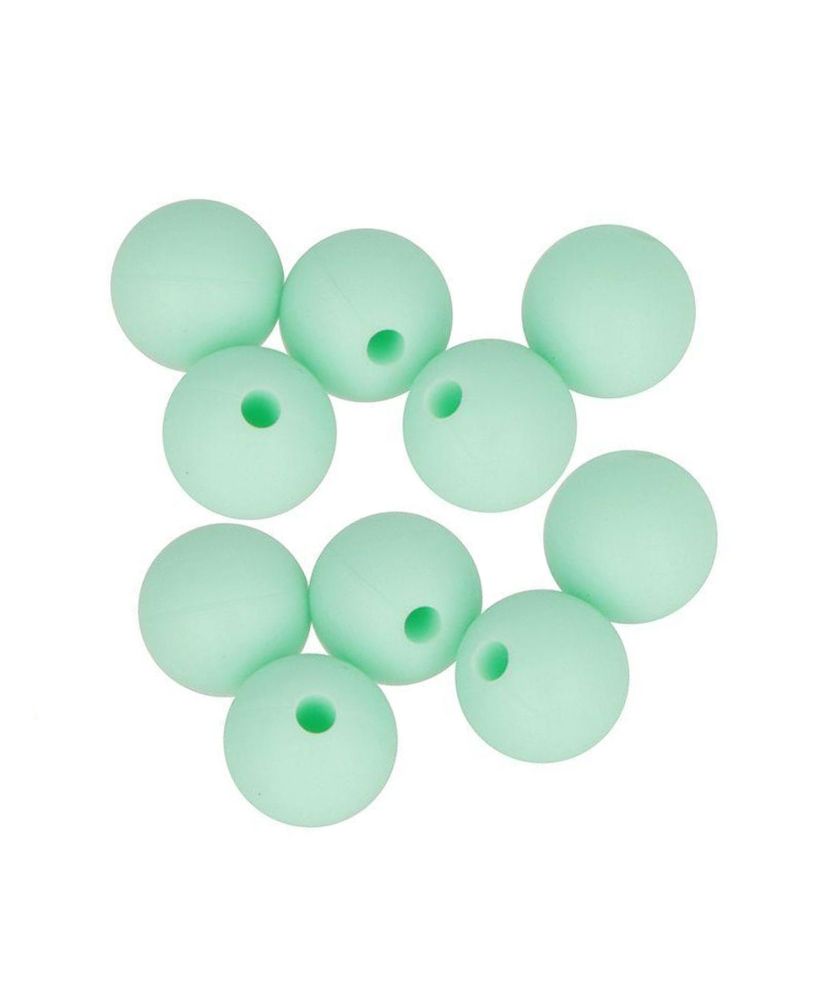 10 bolas redondas de silicona 10 mm - verde agua
