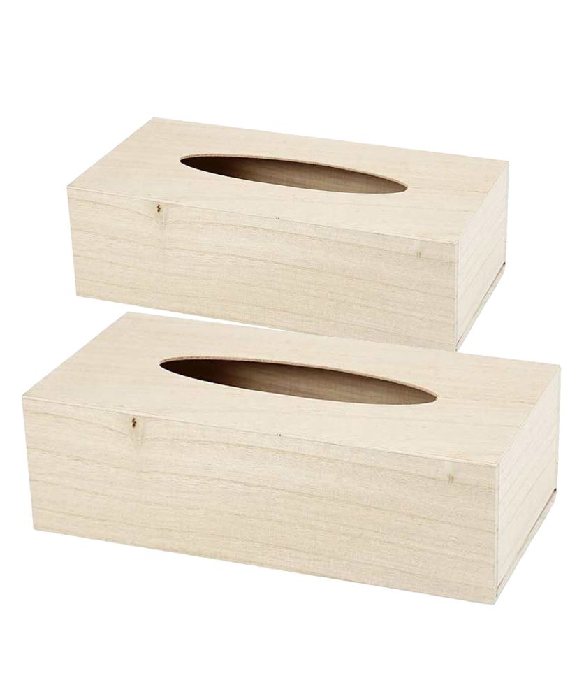 2 scatole di fazzoletti di legno 27 x 14 x 8 cm