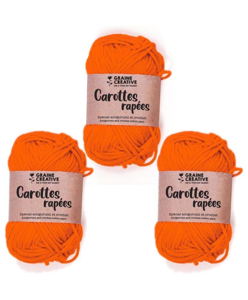 3 filati di cotone per uncinetto 55 m - arancione