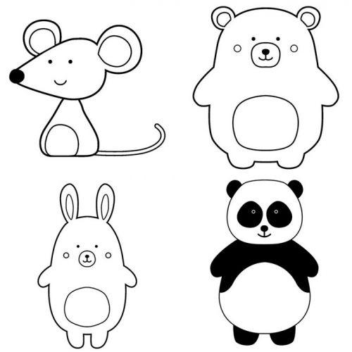 Kit 4 wooden pads - Adorable animals