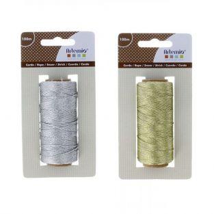 2 spools of string 100 m - silver & gold
