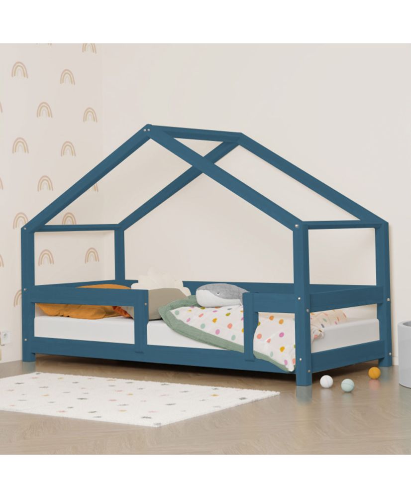 Children's house bed LUCKY 120 x 180 navy blue