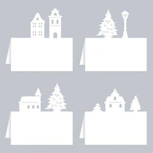 Tarjetas de ubicación para la mesa de Navidad - Pueblo