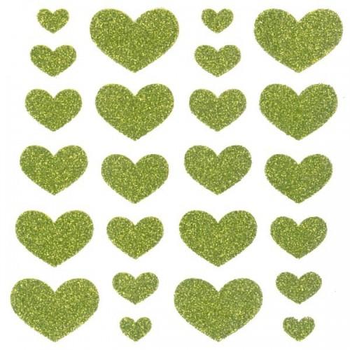 Stickers Coeurs à paillettes - vert