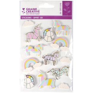 3D stickers x 13 - Unicorns 5 cm