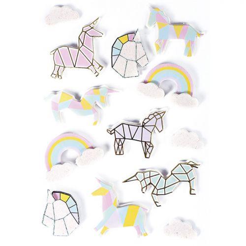 3D stickers x 13 - Unicorns 5 cm