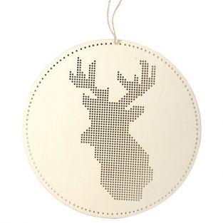 Wooden embroidery mobile - Deer Head 22 cm x 22 cm