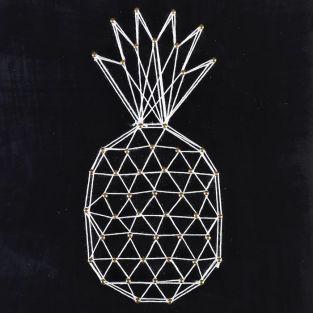 Coffret String Art - Tableau noir Ananas art filaire 22 x 22 cm
