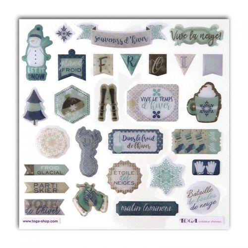 28 epoxy stickers for scrapbooking - Frosted Christmas