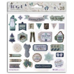 28 epoxy stickers for scrapbooking - Frosted Christmas