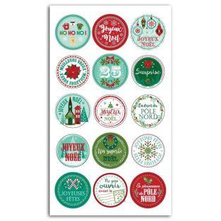 15 pegatinas redondas para papel de regalo - Feliz Navidad