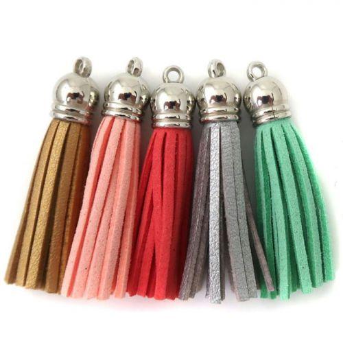 5 suede Tassels 3.6 cm - shades of gold-silver