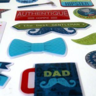 30 epoxy stickers for scrapbooking - 100% Masculine