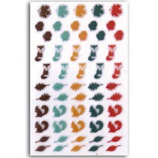55 epoxy stickers for scrapbooking Autumn - Leaves, foxes and squirrels