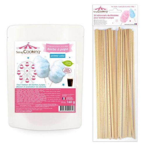 Blue cotton candy preparation 160 g + 25 wooden sticks