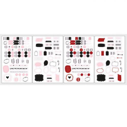 Bullet journal stickers - white, red, black