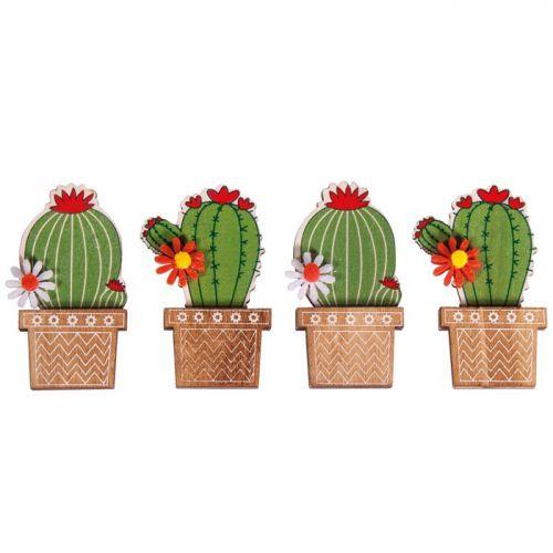4 wooden stickers Cactus 6.1 cm