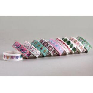 Masking tape 10 m x 1.5 cm - Colorful hearts