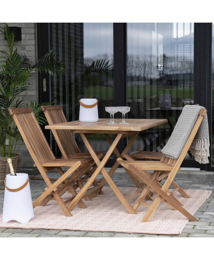 Mesa de jardín 120 x 80 cm + 4 sillas de teca