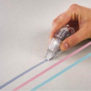3 colored correction tape rollers - light gray, pink, mint
