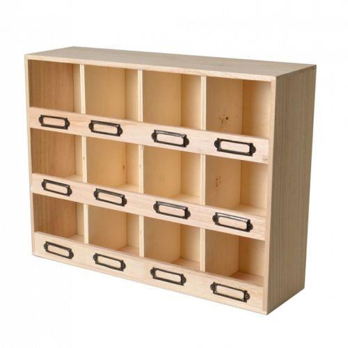 Armario de almacenamiento con 12 cajas de madera