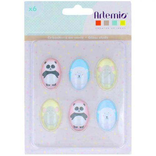 6 glass cabochons Adorable