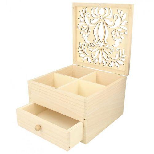 DIY Wooden jewelry box 16 x 16 x 10 cm