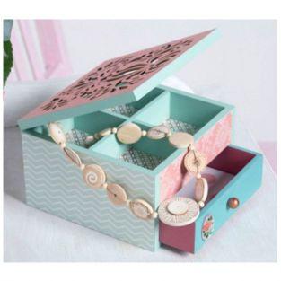 Boîte à bijoux bois à décorer 16 x 16 x 10 cm