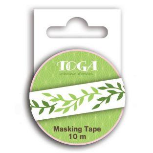 Masking tape 10 m x 1,5 cm - Feuillage vert