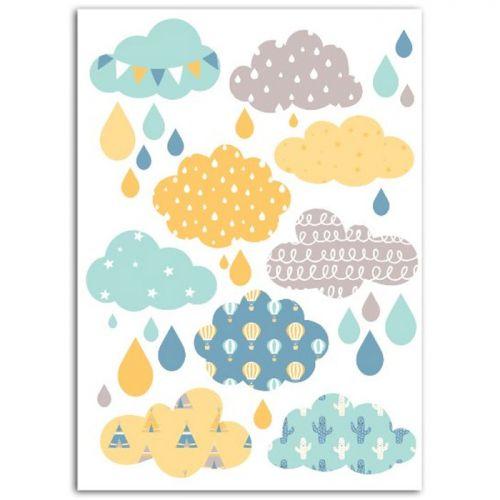Fusible fabric 15 x 21 cm - Boy's Clouds