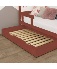 Cajón de cama 120 x 190 con somier BUDDY - rojo ladrillo