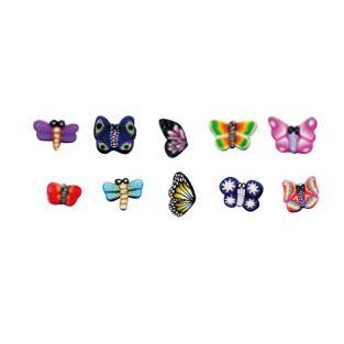 10 mini bastones de arcilla FIMO 5 x 0,5 cm - Mariposas y libélulas