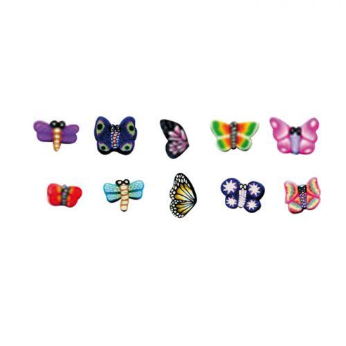 10 mini canes FIMO 5 x 0,5 cm - Papillons & libellules