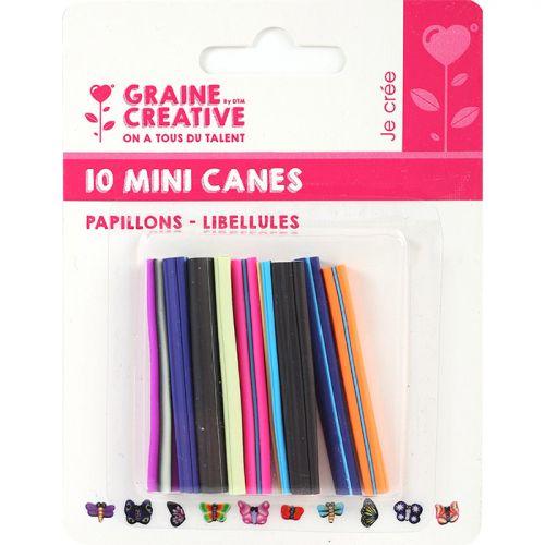 10 mini canes FIMO à trancher 5 x 0,5 cm - Papillons & libellules