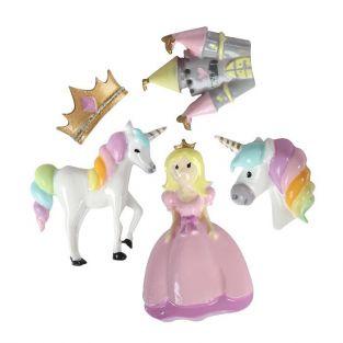 Mini Molde de silicona para arcilla polimérica - Unicornio y Princesa