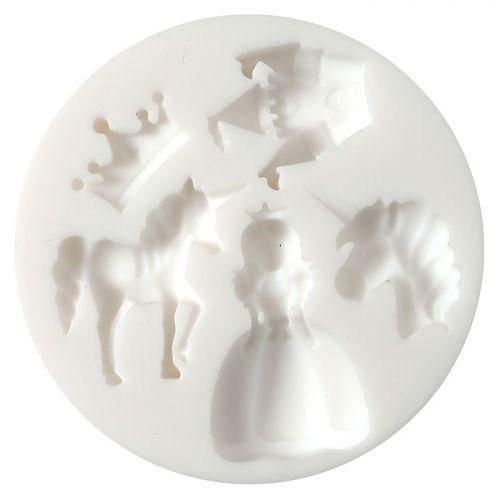 Mini Molde de silicona para arcilla polimérica - Unicornio y Princesa
