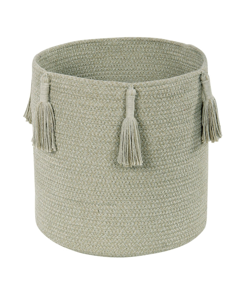 Panier de rangement en coton vert olive 34 x 54 x 50 cm