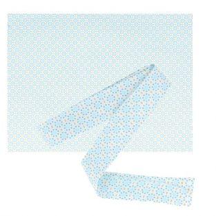 Tissu 55 x 45 cm & biais de couture 3 m x 2 cm - Ronds bleu clair à pointillés bleus
