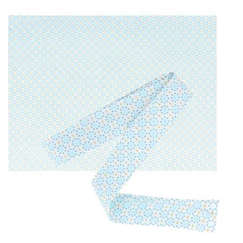 Tissu 55 x 45 cm & biais de couture 3 m x 2 cm - Ronds bleu clair à pointillés bleus