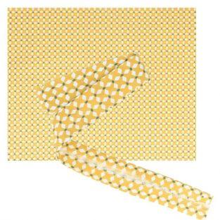 Tissu 55 x 45 cm & biais de couture 3 m x 2 cm - Croix jaunes