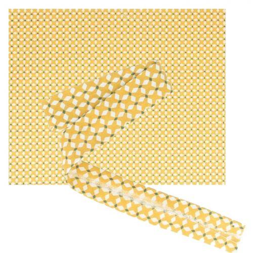 Fabric 55 x 45 cm & sewing bias 3 m x 2 cm - Yellow crosses