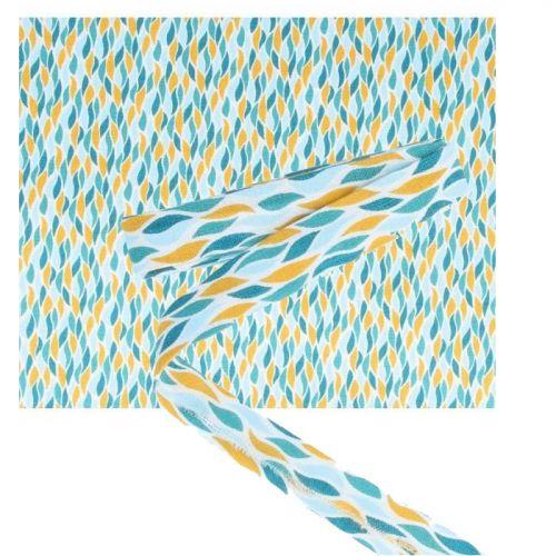 Fabric 55 x 45 cm & sewing bias 3 m x 2 cm - Blue and orange flames