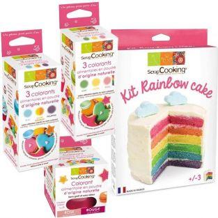 Kit rainbow cake + 7 couleurs de l'Arc-en-ciel (colorants naturels)