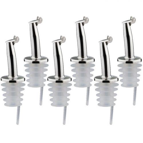 6 bottle pourers with cap - stainless steel & silicone