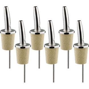 6 bottle pourers - stainless steel and cork