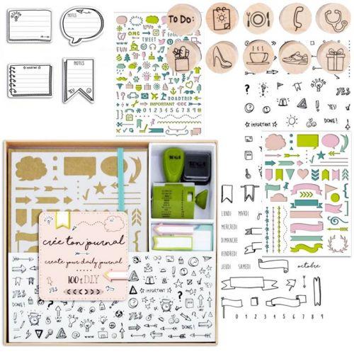 Box bullet journal + stamps + stencils + stickers