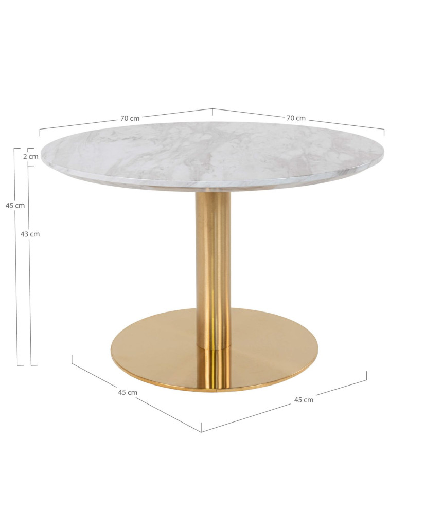 Tavolino di aspetto in marmo e piede in ottone Ø 70 x 45 cm