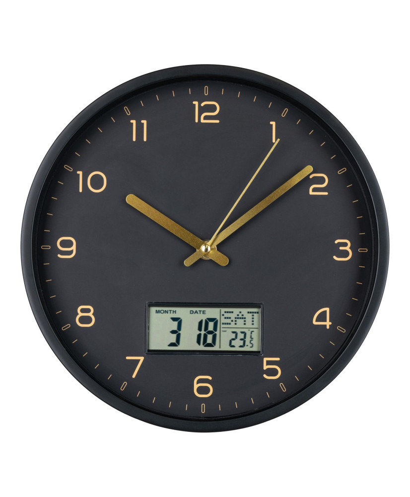 Reloj digital de pared grande, con pilas (negro)