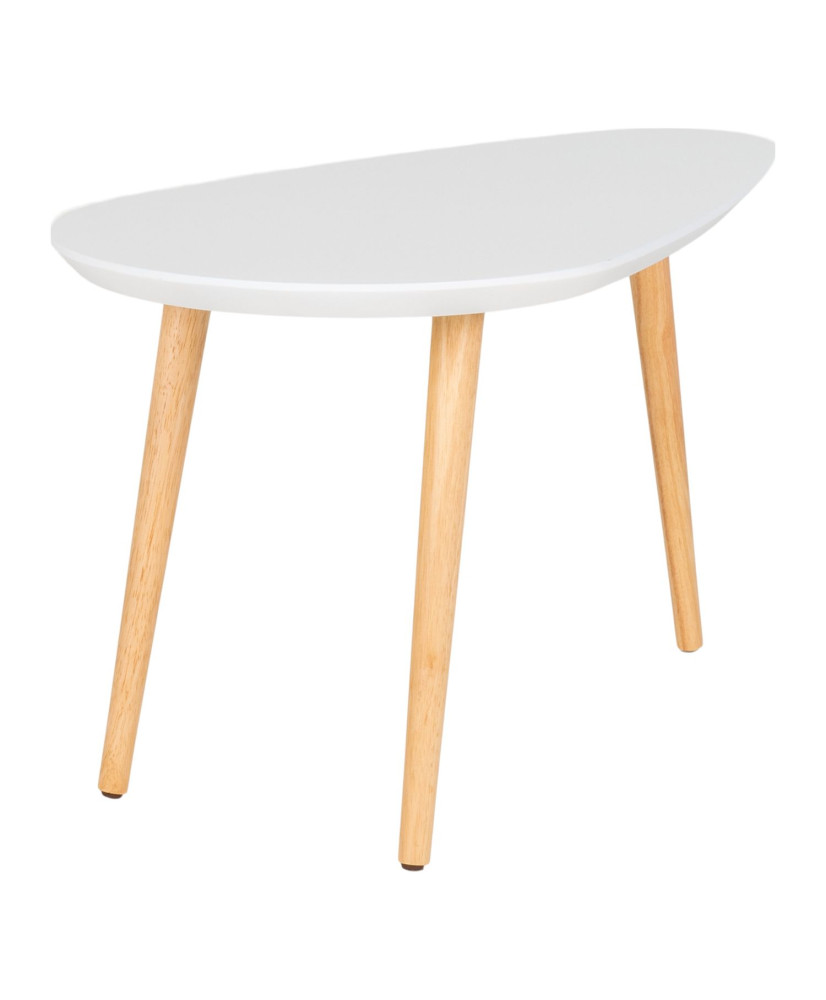 Table basse blanche avec pieds en bois 40 x 70 x 40 cm