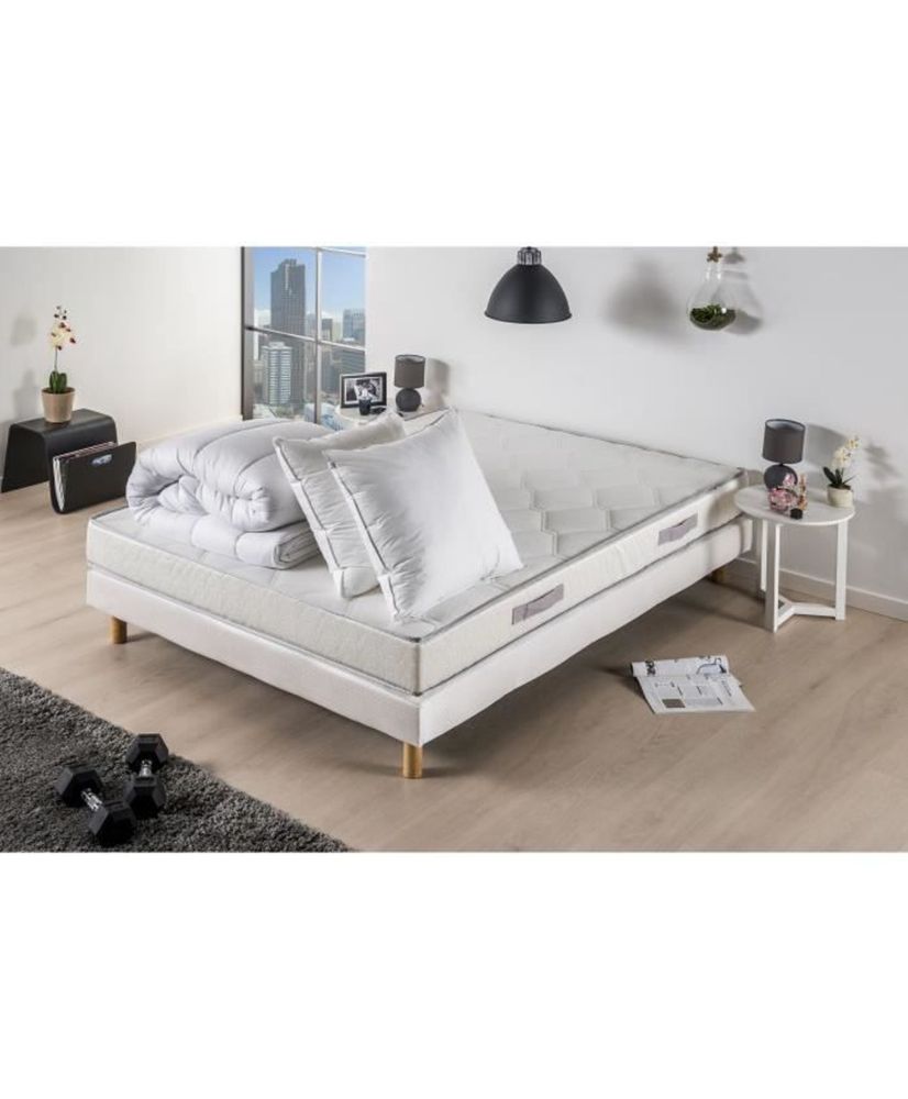 Matelas + sommier 160 x 200 + couette + 2 oreillers